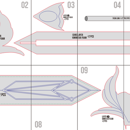 She-Ra Sword Prop Pattern Template – EVA Foam Pattern for Cosplay & DIY Builds Inspired by She-Ra and the Princesses of Power