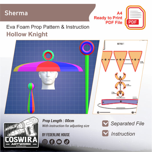Sherma Prop Pattern Template – EVA Foam Pattern for Cosplay & DIY Builds Inspired by Hollow Knight