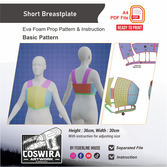Short Breastplate Prop Pattern Template – EVA Foam Pattern for Cosplay and DIY Builds Inspired by Fantasy Armor