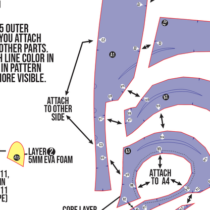 Simple Derpy Tiger Helmet Prop Pattern Template – EVA Foam Pattern for Cosplay & DIY Builds Inspired by Kpop Demons Hunter