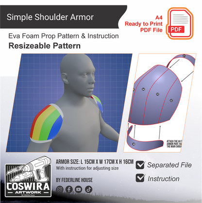 Simple Shoulder Armor Basic Pattern Template – EVA Foam Pattern for Cosplay & DIY Builds