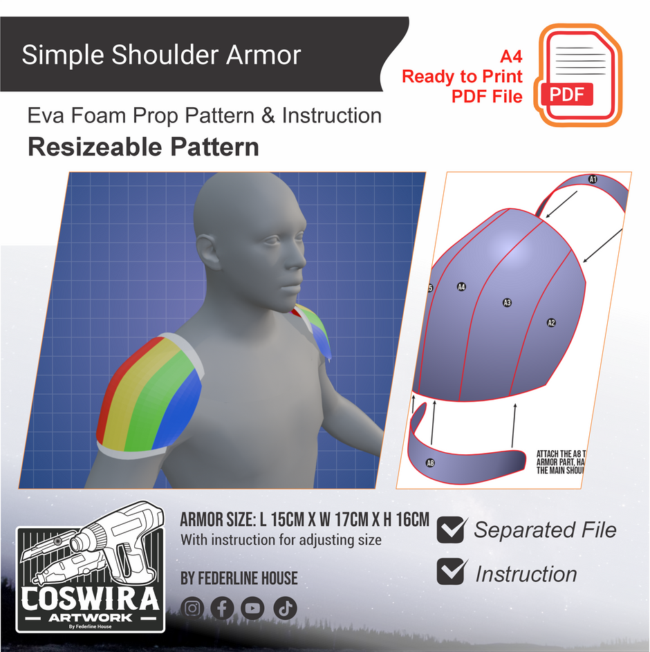Basic - Shoulder Armor Cosplay Prop Pattern – Coswira Artwork
