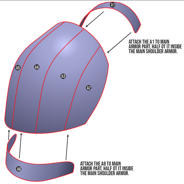 Simple Shoulder Armor Basic Pattern Template EVA Foam Pattern for Co