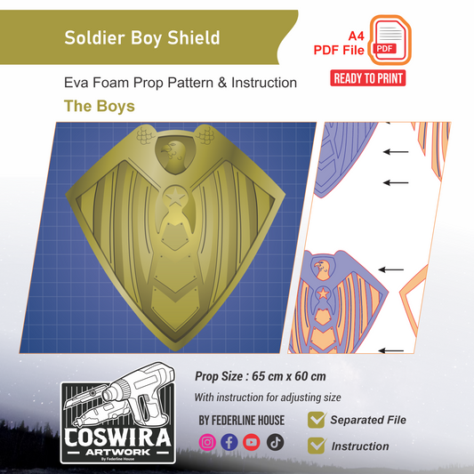 Soldier Boy Shield Prop Pattern Template – EVA Foam Pattern for Cosplay and DIY Builds Inspired by The Boys