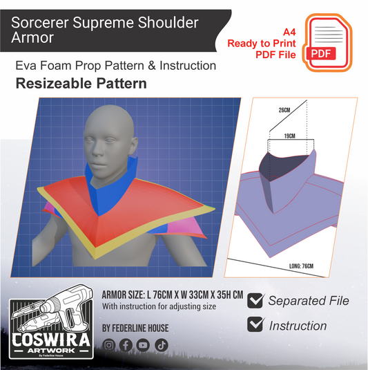 Sorcerer Supreme Shoulder Armor Basic Pattern Template – EVA Foam Pattern for Cosplay & DIY Builds
