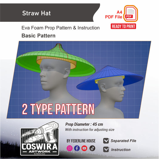 Straw Hat Basic Pattern Template – EVA Foam Cosplay PDF for DIY Builds