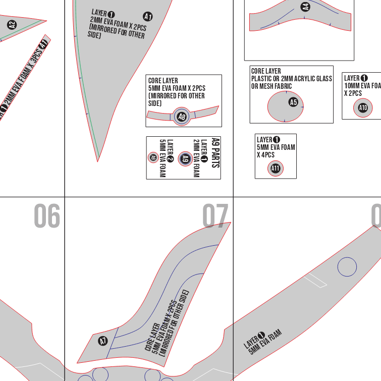 Tamsy Full Face Gas Mask Prop Pattern Template – EVA Foam Pattern for Cosplay and DIY Builds Inspired by Tactical Style