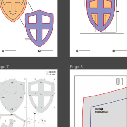 Templar Heater Shield Basic Pattern Template – EVA Foam Cosplay Shield Printable PDF