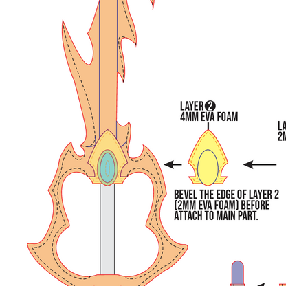 Tenebrex Keyblade Prop Pattern Template – EVA Foam Pattern for Cosplay & DIY Builds Inspired by Kingdom Hearts
