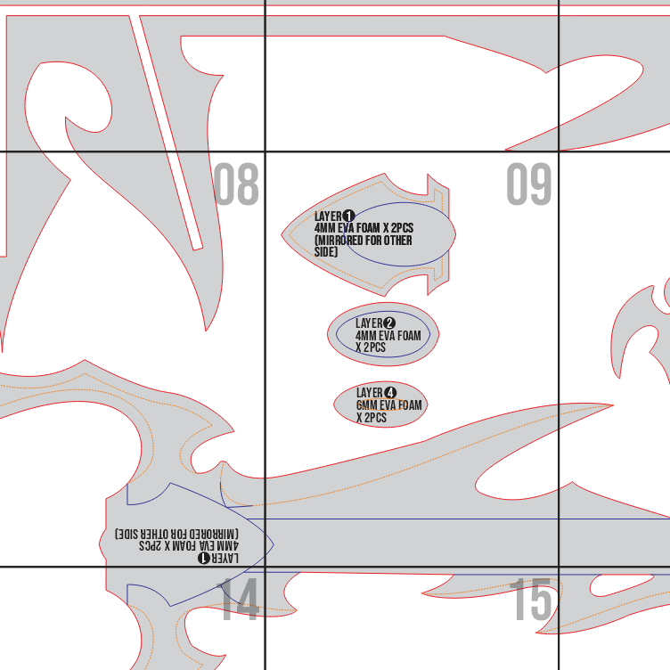 Tenebrex Keyblade Prop Pattern Template – EVA Foam Pattern for Cosplay & DIY Builds Inspired by Kingdom Hearts