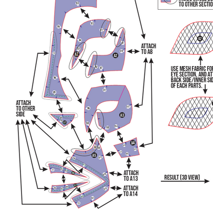 Tengen Mask Prop Pattern Template – EVA Foam Pattern for Cosplay & DIY Builds Inspired by Jujutsu Kaisen
