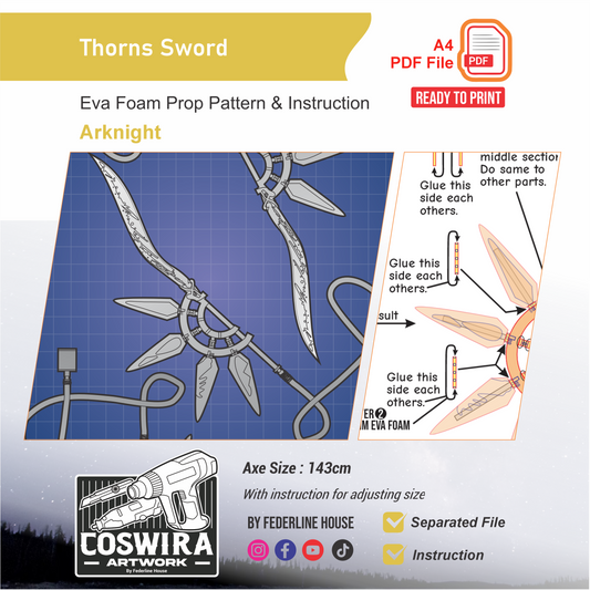 Thorns Sword Prop Pattern Template – EVA Foam Pattern for Cosplay and DIY Builds Inspired by Arknights
