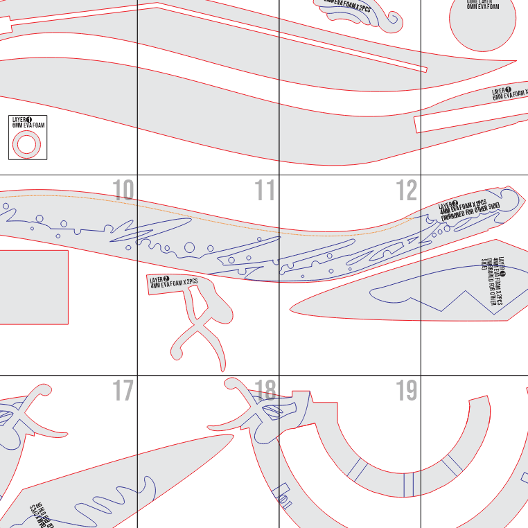 Thorns Sword Prop Pattern Template – EVA Foam Pattern for Cosplay and DIY Builds Inspired by Arknights