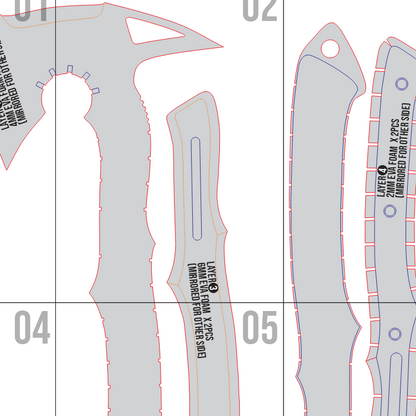 Tomahawk Axe Prop Pattern Template – EVA Foam Pattern for Cosplay and DIY Builds Inspired by Resident Evil Requiem Game