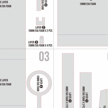 Tsav Weapon Prop Pattern Template – EVA Foam Pattern for Cosplay and DIY Builds Inspired by Sentenced to Be a Hero Anime