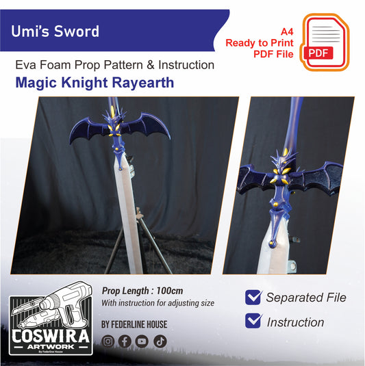 Umi’s Sword Prop Pattern Template – EVA Foam Pattern for Cosplay & DIY Builds Inspired by Magic Knight Rayearth