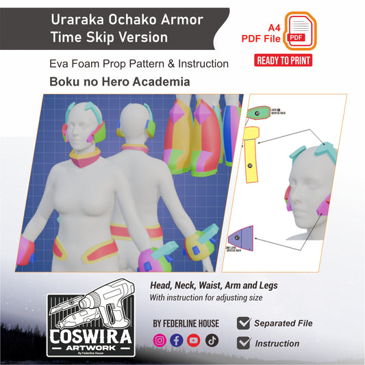Uraraka Ochako Time Skip Armor Prop Pattern Template – EVA Foam Pattern for Cosplay and DIY Builds Inspired by My Hero Academia Anime