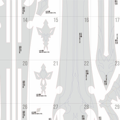 Varka Dual Claymore Prop Pattern Template – EVA Foam Pattern for Cosplay & DIY Builds Inspired by Genshin Impact