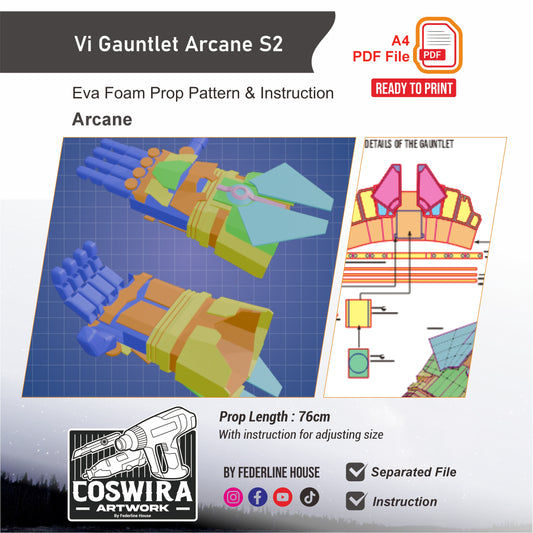 Vi Knee Armor Prop Pattern Template – EVA Foam Pattern for Cosplay and DIY Builds Inspired by Arcane Season 2