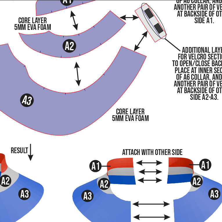 Villain Knight Armor Collar Pattern Template – EVA Foam Cosplay PDF for DIY Armor