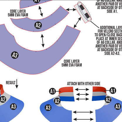 Villain Knight Armor Collar Pattern Template – EVA Foam Cosplay PDF for DIY Armor