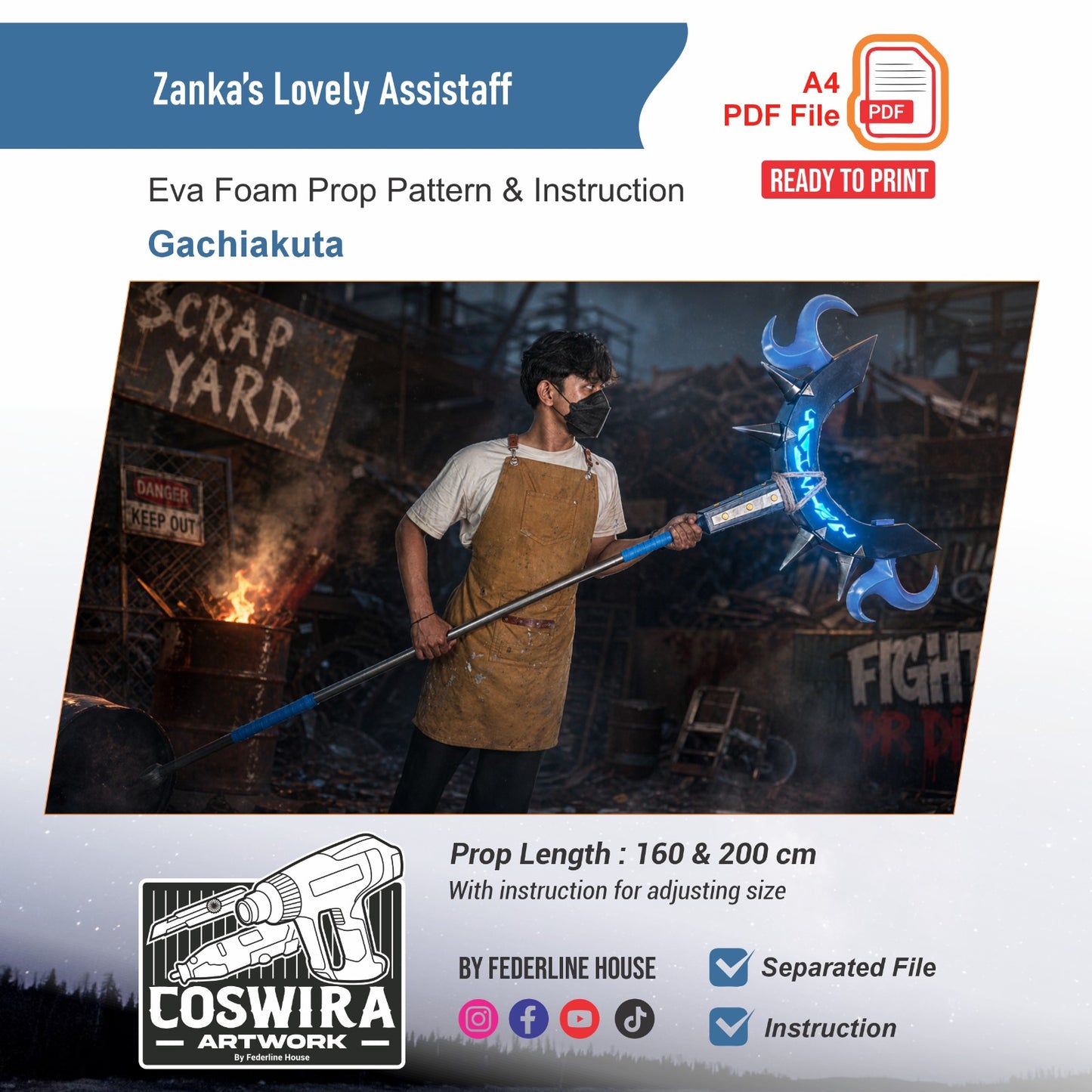 Zanka’s Lovely Assistaff Prop Pattern + Video Template – EVA Foam Pattern for Cosplay & DIY Builds Inspired by Gachiakuta