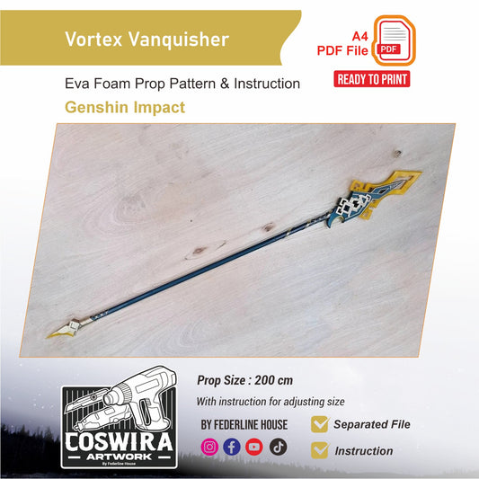 Vortex Vanquisher Prop Pattern Template – EVA Foam Pattern for Cosplay & DIY Builds Inspired by Genshin Impact