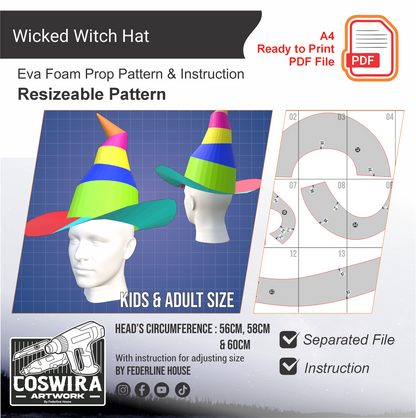 Wicked Witch Hat Prop Pattern Template – EVA Foam Basic Pattern for Cosplay & DIY Builds