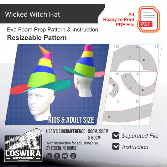 Wicked Witch Hat Prop Pattern Template – EVA Foam Basic Pattern for Cosplay & DIY Builds