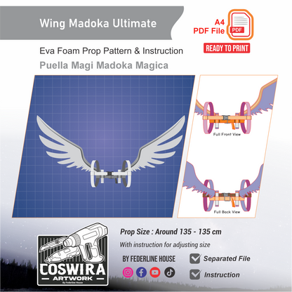 Ultimate Madoka Wing Prop Pattern Template – EVA Foam Pattern for Cosplay and DIY Builds Inspired by Puella Magi Madoka Magica Anime