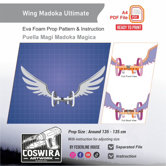 Ultimate Madoka Wing Prop Pattern Template – EVA Foam Pattern for Cosplay and DIY Builds Inspired by Puella Magi Madoka Magica Anime