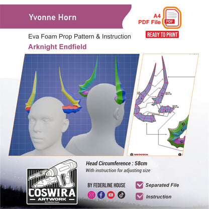 Yvonne Horn Prop Pattern Template – EVA Foam Pattern for Cosplay and DIY Builds Inspired by Arknights Endfield