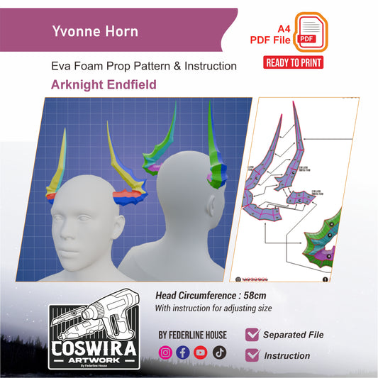 Yvonne Horn Prop Pattern Template – EVA Foam Pattern for Cosplay and DIY Builds Inspired by Arknights Endfield