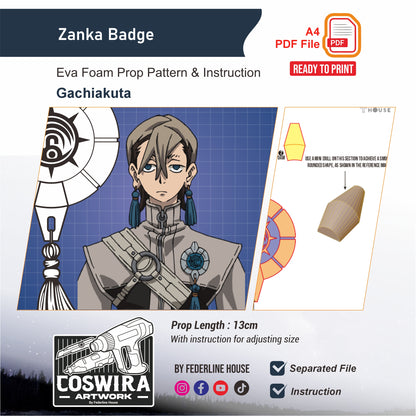 Zanka Badge Prop Pattern Template – EVA Foam Pattern for Cosplay and DIY Builds Inspired by Gachiakuta Anime