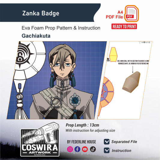 Zanka Badge Prop Pattern Template – EVA Foam Pattern for Cosplay and DIY Builds Inspired by Gachiakuta Anime