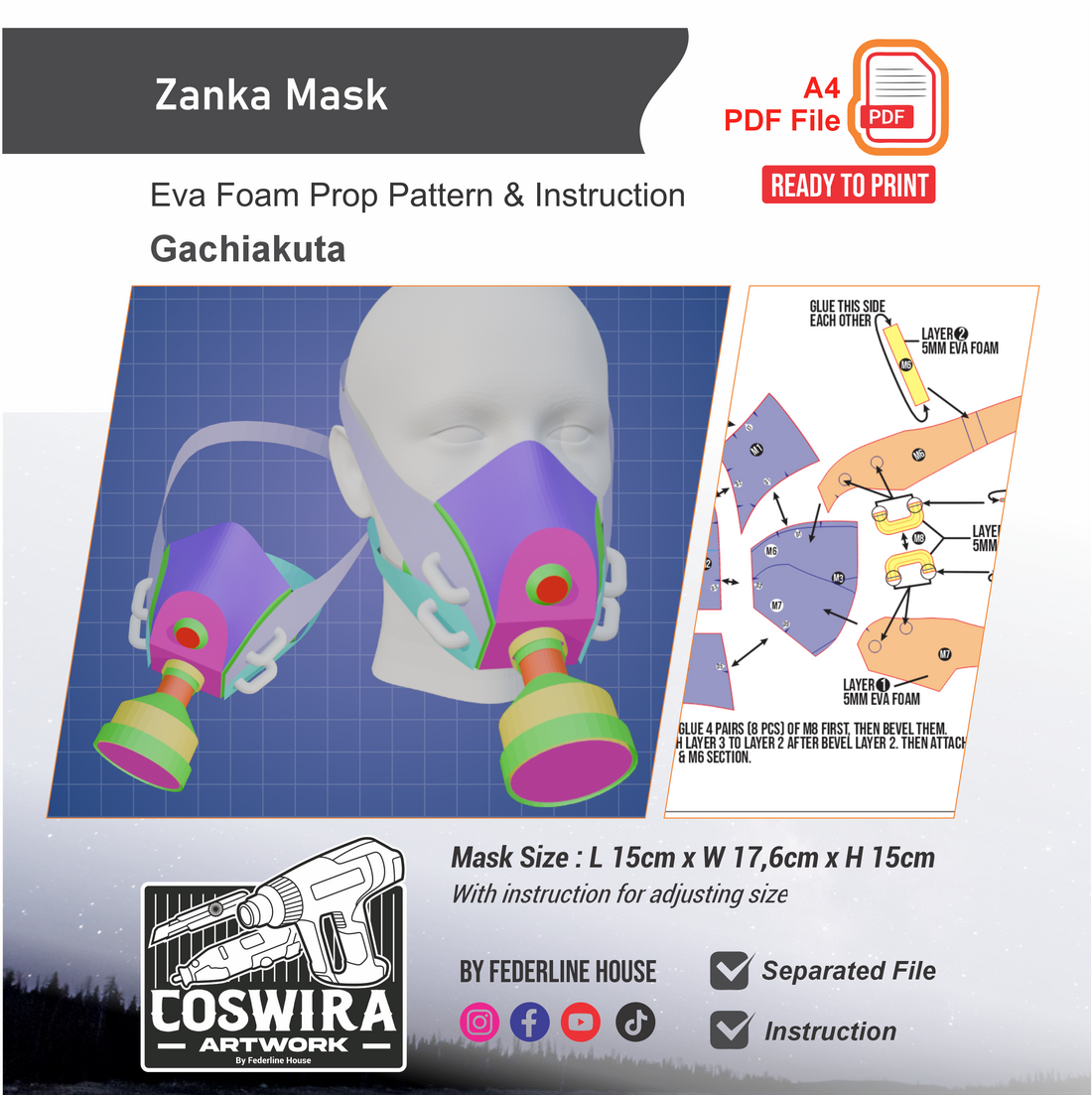 Zanka Mask Prop Pattern Template – EVA Foam Pattern for Cosplay & DIY ...
