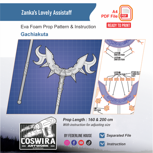 Zanka’s Lovely Assistaff Prop Pattern Template – EVA Foam Pattern for Cosplay & DIY Builds Inspired by Gachiakuta