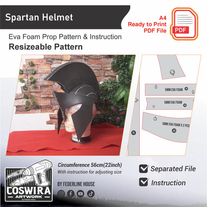 Basic Eva Foam Pattern: Spartan Helmet Cosplay Template Blueprint PDF