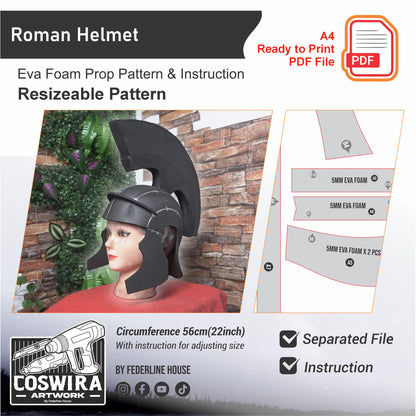 Basic Eva Foam Pattern: Roman Helmet Cosplay Template Blueprint PDF