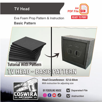 TV Head Basic Pattern Template – EVA Foam Pattern for Cosplay & DIY Builds