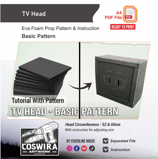 TV Head Basic Pattern Template – EVA Foam Pattern for Cosplay & DIY Builds