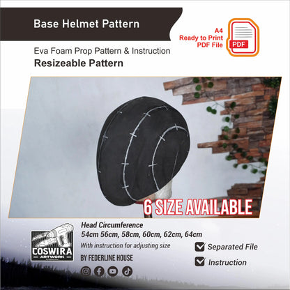 Prop Pattern: Base Helmet Pattern Base Cosplay Template Blueprint PDF