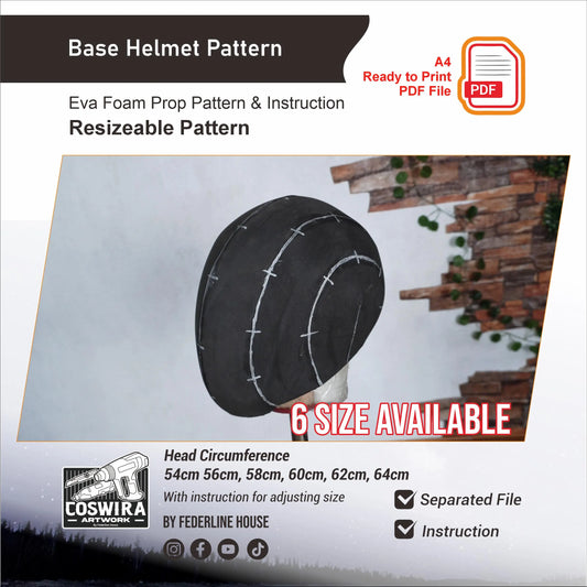 Prop Pattern: Base Helmet Pattern Base Cosplay Template Blueprint PDF