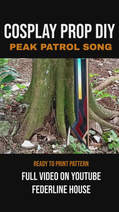 Pattern + Video on YouTube: Peak Patrol Sword from Genshin Impact Cosplay Template Blueprint PDF
